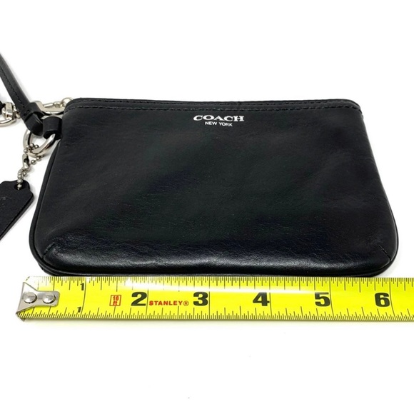 Coach Solid Black Smooth Leather Wristlet - Picture 6 of 7